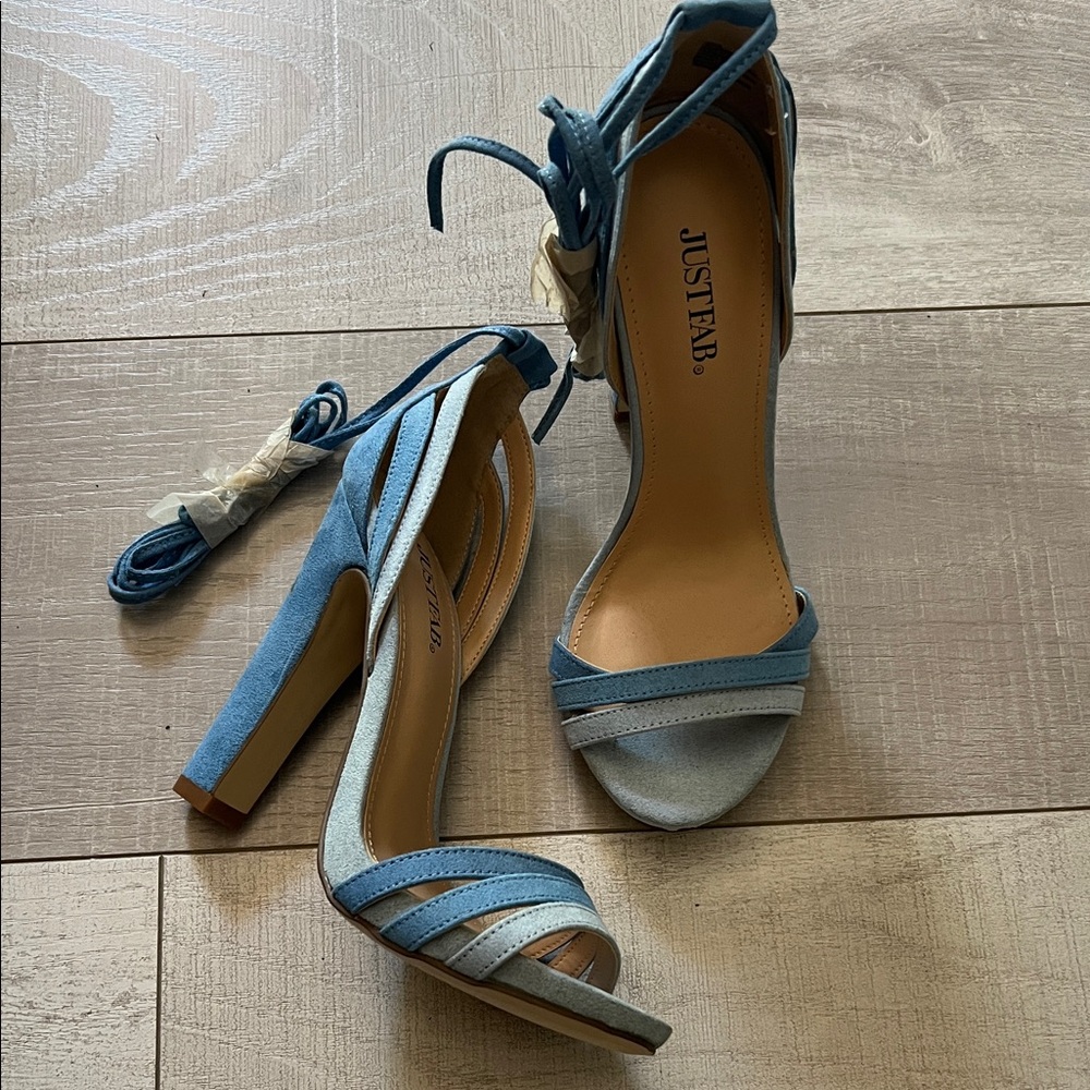 JustFab Blue Strappy Heels 7